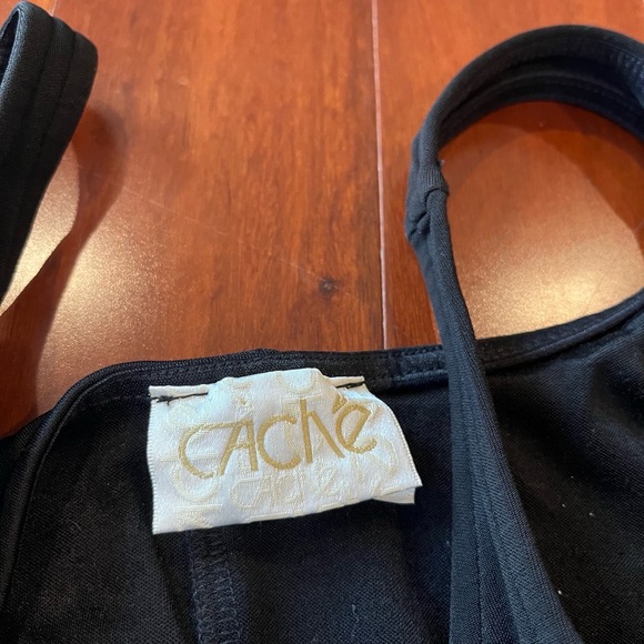 Vintage Cache Black Bodysuit Jumpsuit One Piece Full Length Spandex Size Large - Picture 2 of 8